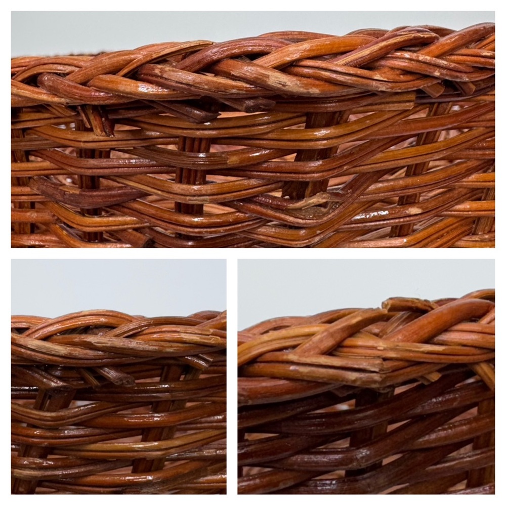 Vintage Brown Braided Edge Woven Hexagon Tray Baskets Home Decor - Picture 9 of 15